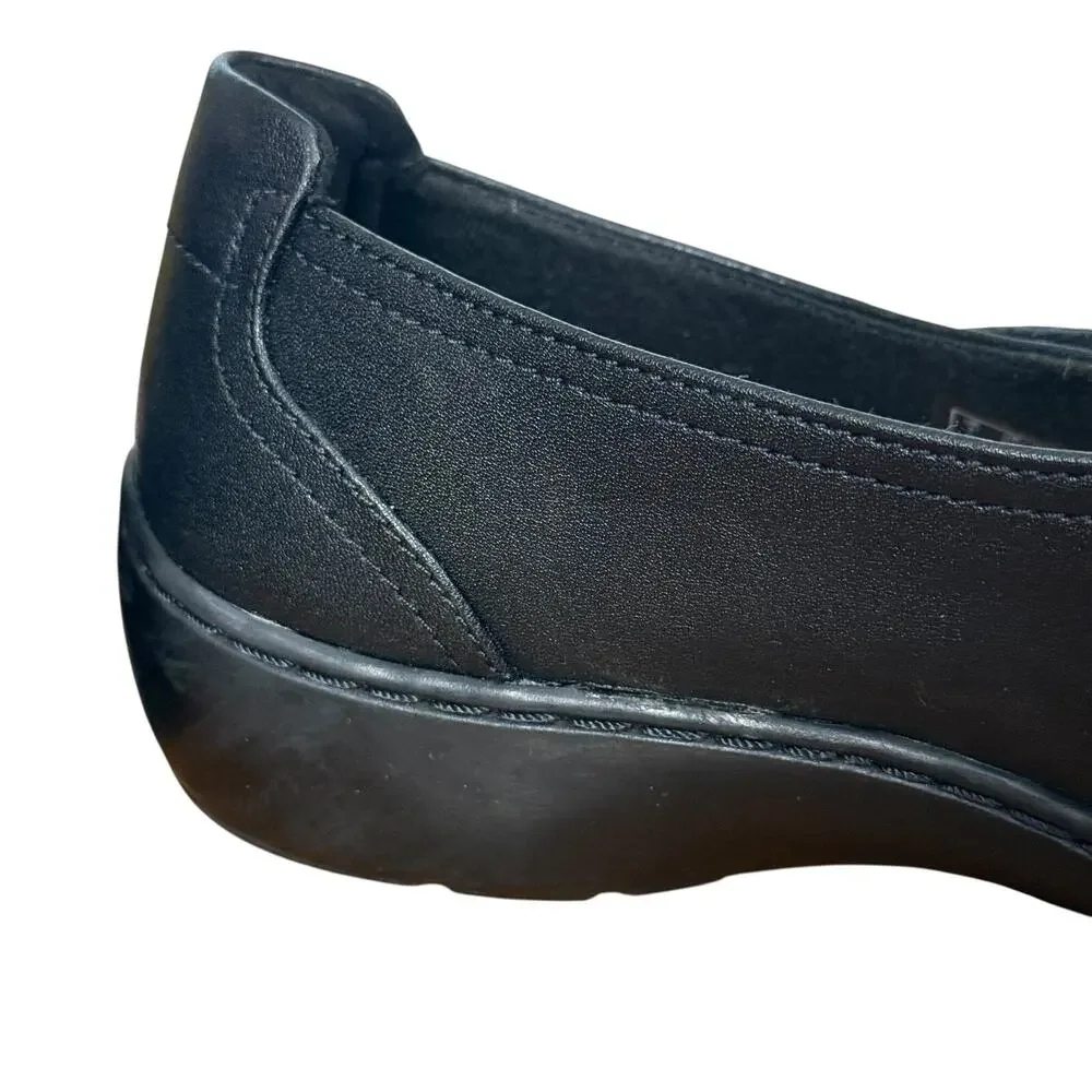 Clarks Collection Cora Dahlia Mary Jane Black Leather Comfort Shoes Loafer 9.5 W